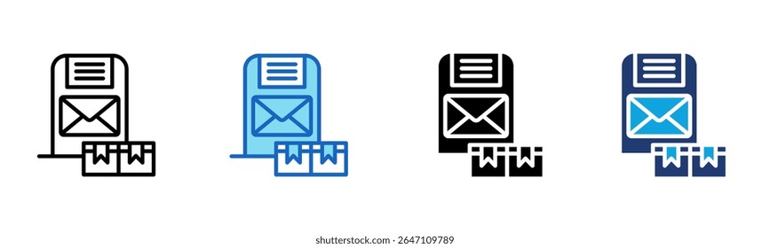 Ícone do Serviço postal Ilustração de vetor com vários estilos