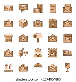 Postal service icons pack. Isolated postal service symbols collection. Graphic icons element