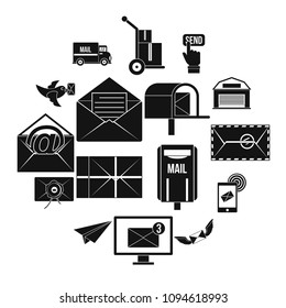 Postal service icons set. Simple illustration of 16 postal service vector icons for web