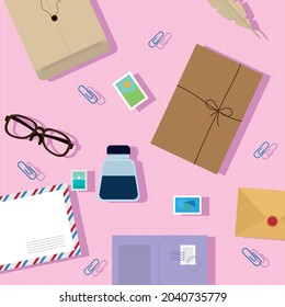 postal service packing and icons pattern