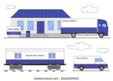 Postal service. Parcel delivery. Vector illustration.