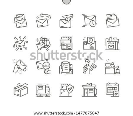 Postal service Well-crafted Pixel Perfect Vector Thin Line Icons 30 2x Grid for Web Graphics and Apps. Simple Minimal Pictogram