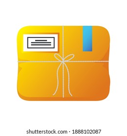servicio postal, paquete empaquetado con sello, ilustración vectorial del concepto de servicios postales
