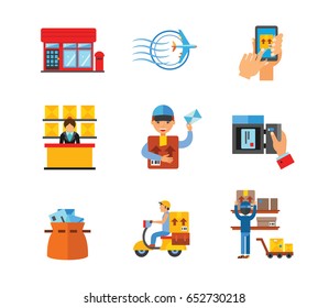 Postal services icon set