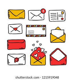 postal set doodle icons
