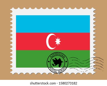 Postal stamp with Azerbaijan Flag Vector illustration Eps 10