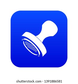 Postal stamp icon blue vector isolated on white background