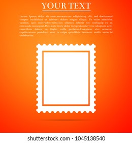 Postal stamp icon isolated on orange background. Flat design. Vector Illustration