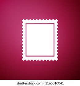 Postal stamp icon isolated on purple background. Flat design. Vector Illustration