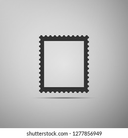 Postal stamp icon isolated on grey background. Flat design. Vector Illustration
