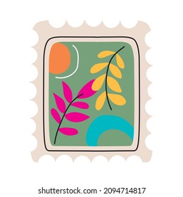 postal stamp with leafs plant
