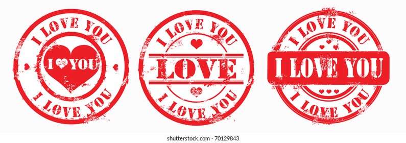 Postal stamp i love you. Vector illustration.