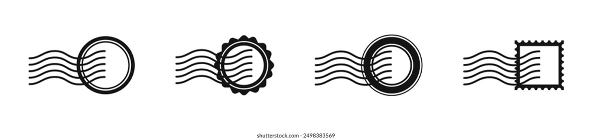 Postal stamp vector flat set. Post stamps collection.