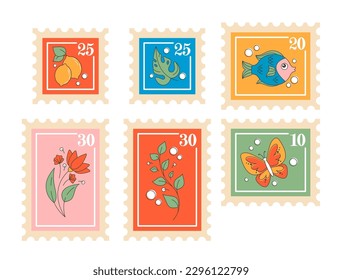 Postal Stamps with Flowers, Lemon, Fish, Plant and Butterfly Designs Suitable For Collectors And Everyday Use