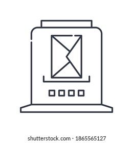 Postal system icon, linear isolated illustration, thin line vector, web design sign, outline concept symbol with editable stroke on white background.