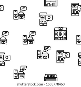 Postal Transportation Company Seamless Pattern Vector Contour Illustrations