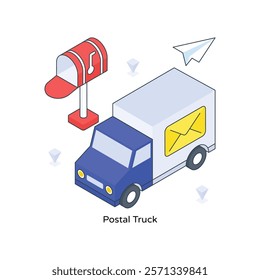 Postal Truck isometric Colored illustration. EPS File stock illustration