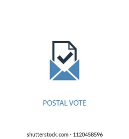 Postal vote concept 2 colored icon. Simple blue element illustration. Postal vote concept symbol design from elections set. Can be used for web and mobile UI/UX