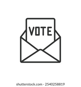 Postal voting icon in line design. Postal, voting, mail, ballot, election, absentee, envelope on white background vector. Postal voting editable stroke icon