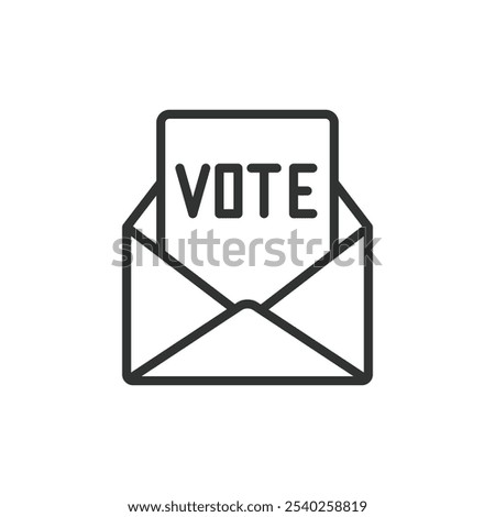 Postal voting icon in line design. Postal, voting, mail, ballot, election, absentee, envelope on white background vector. Postal voting editable stroke icon