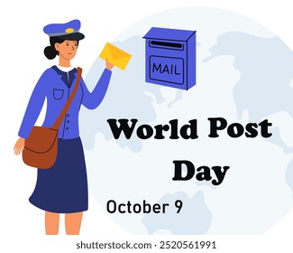 Postal worker celebrating World Post Day by delivering letters on October 9