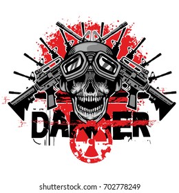 post-apocalypse coat of arms with skull, grunge vintage design t shirts
