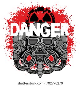post-apocalypse coat of arms with skull, grunge vintage design t shirts
