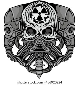 post-apocalypse coat of arms with skull, grunge.vintage design t-shirts