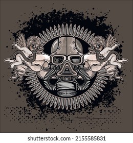 post-apocalypse gas mask and angels,Gothic sign with skull, grunge vintage design t shirts