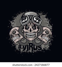 post-apocalypse sign with skull and gas mask, grunge vintage design t shirts