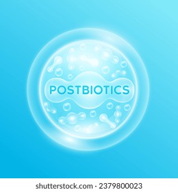 Postbiotics bacteria blue. Good bacterial flora for stomach and intestine for designing dietary supplements healthy nutrition. Biology lactobacillus. Health care immunity support. Vector EPS10.