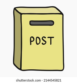 imagen plana vectorial del icono de correo de estilo de mano de caricatura de postbox