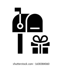 Postbox with Gift box vector illustration, solid design icon