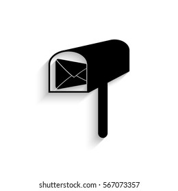 Postbox icon - black vector illustration with  shadow