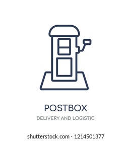 Postbox icon. Postbox linear symbol design from Delivery and logistic collection.