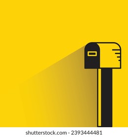 postbox icon with shadow on yellow background