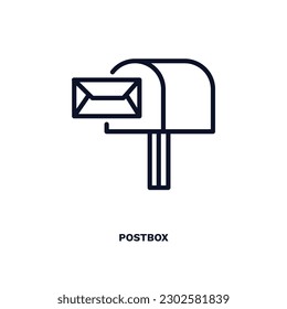 postbox icon. Thin line postbox icon from delivery and logistics collection. Outline vector isolated on white background. Editable postbox symbol can be used web and mobile