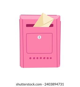 caricatura de la carta del buzón de correo postal. enviar correo postal, buzón de mensaje, envío de correo postal de envío de sobre, señal de correo postal. ilustración vectorial de símbolo aislado