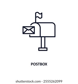 postbox outline icon.  Thin line icon from delivery and logistic collection. Editable vector isolated on white background