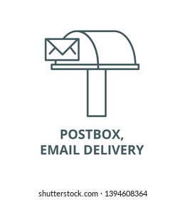 Postbox,email delivery vector line icon, linear concept, outline sign, symbol