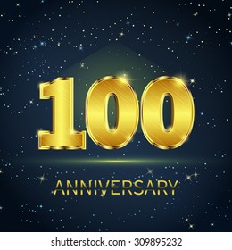 Postcard 100 years anniversary of golden numbers on dark starry sky