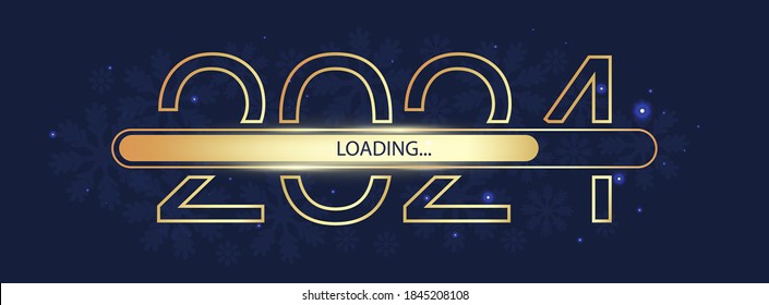 Postcard 2021 happy New year, Loading... The horizontal Blue banner.