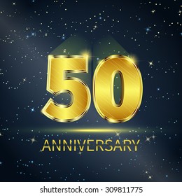 Postcard 50 years anniversary of golden numbers on dark starry sky svg