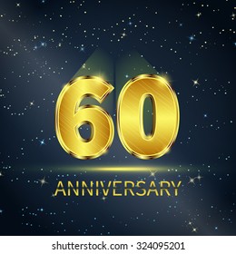 Postcard 60 years anniversary of golden numbers on dark starry sky svg