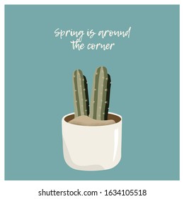 Postcard about spring with cactus