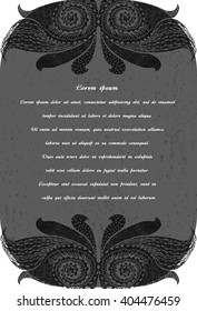 Postcard with abstract black pattern on gray background