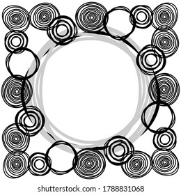 Postcard. Abstract Doodle. Memphis background. Geometric pattern in 80-90s style. Design with manual hatching. Vector illustration for web design or print.