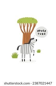 Postcard African zebra vector illustration