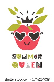 Postal con manzana y texto