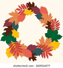 Postcard with an autumn leaf. Vector image, eps 10